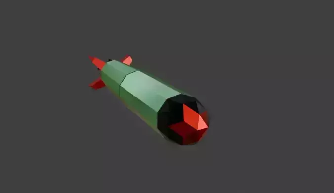 Low poly torpedo with animated propeller