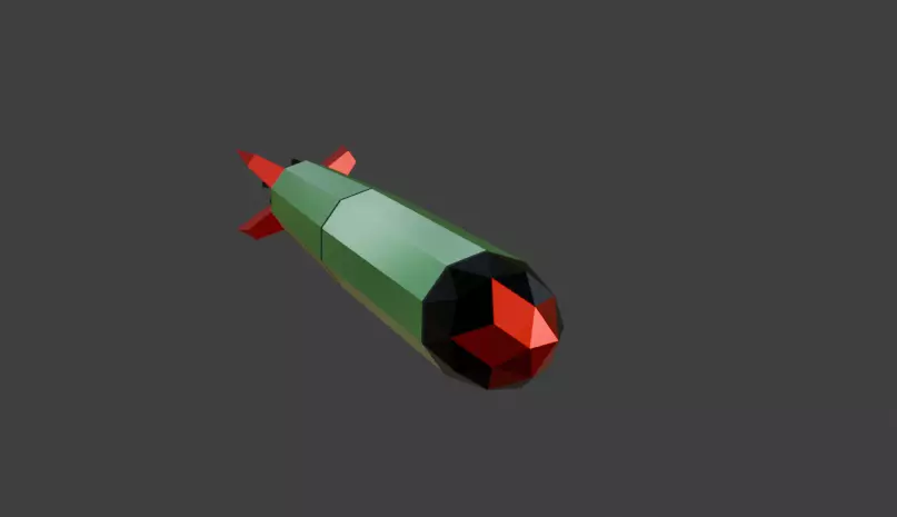 Low poly torpedo with animated propeller Free 3D model