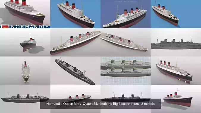 Normandie Queen Mary  Queen Elizabeth the Big 3 ocean liners
