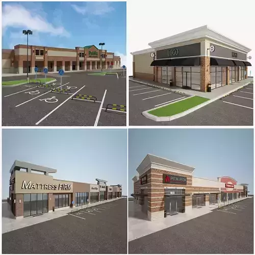 Retail Store Building Set 4 in 1