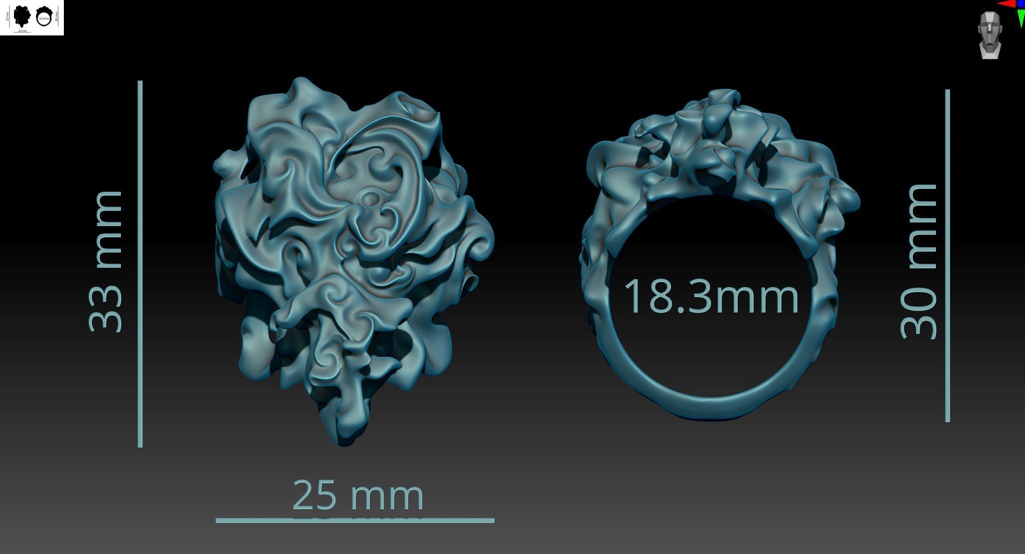 Chaos Ring Abstract Fashion Jewelry 3D print model_7