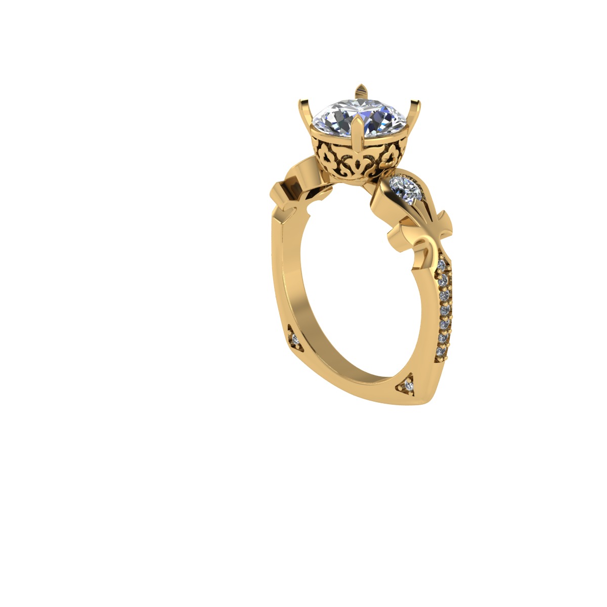 Engagement ring 3D print model_3