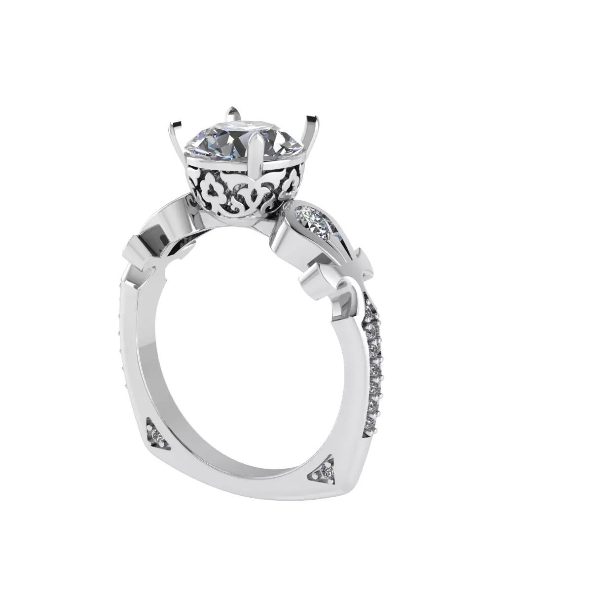 Engagement ring 3D print model_0