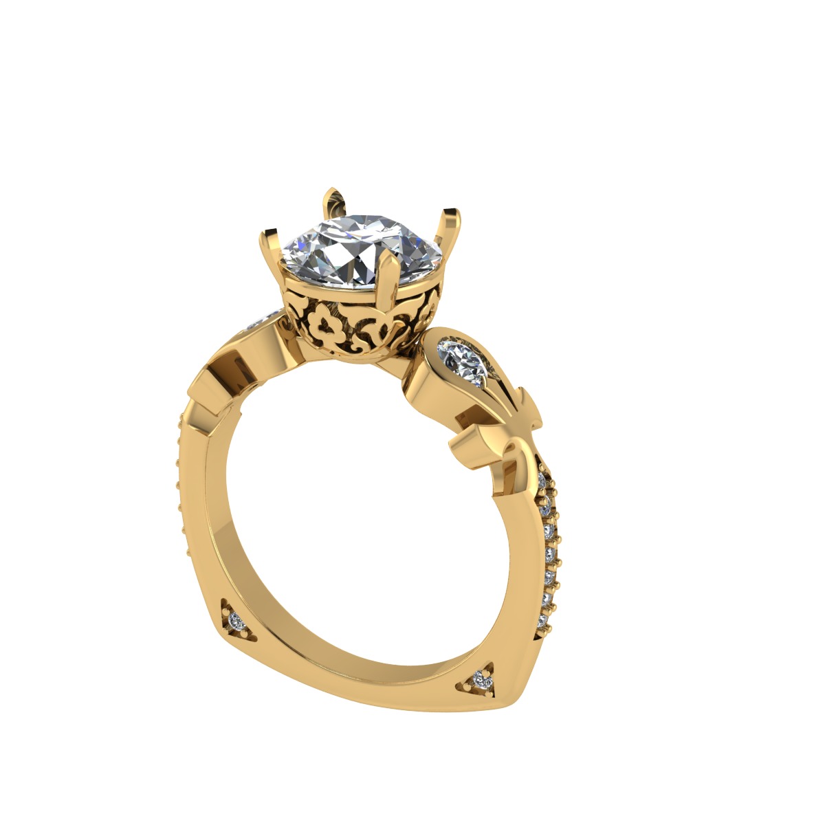 Engagement ring 3D print model_14
