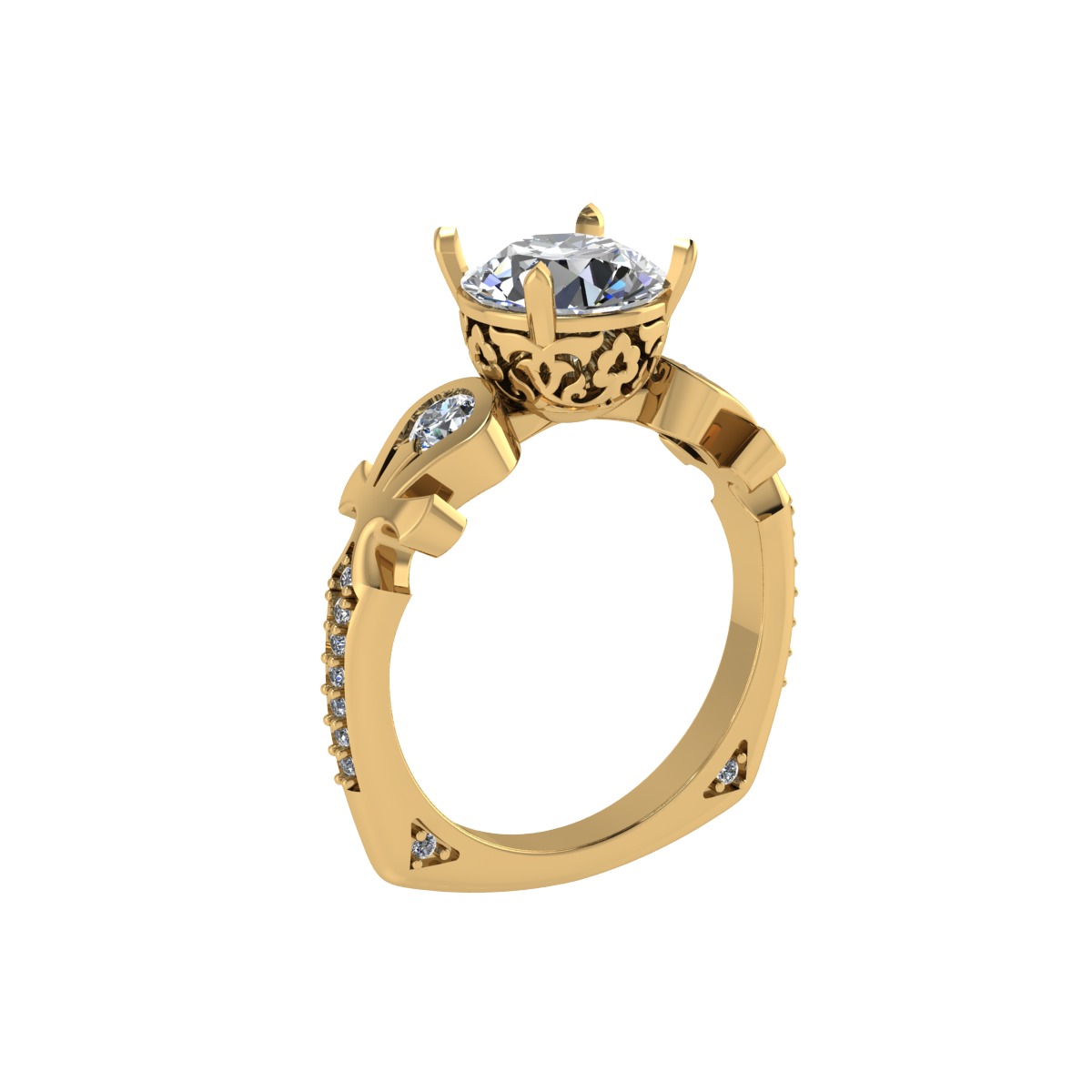 Engagement ring 3D print model_2
