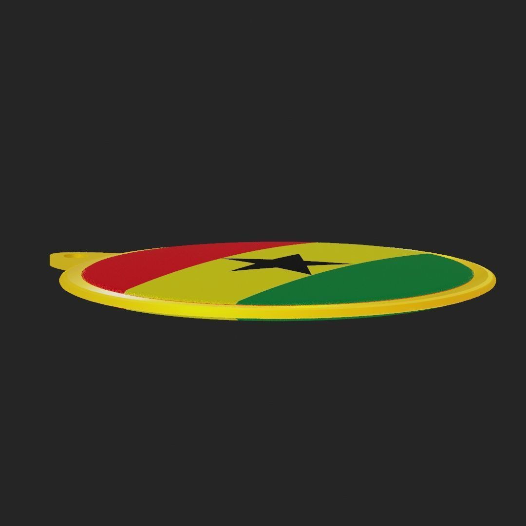 Ghana Flag on luxury Golden Medal Badge 3D model_23