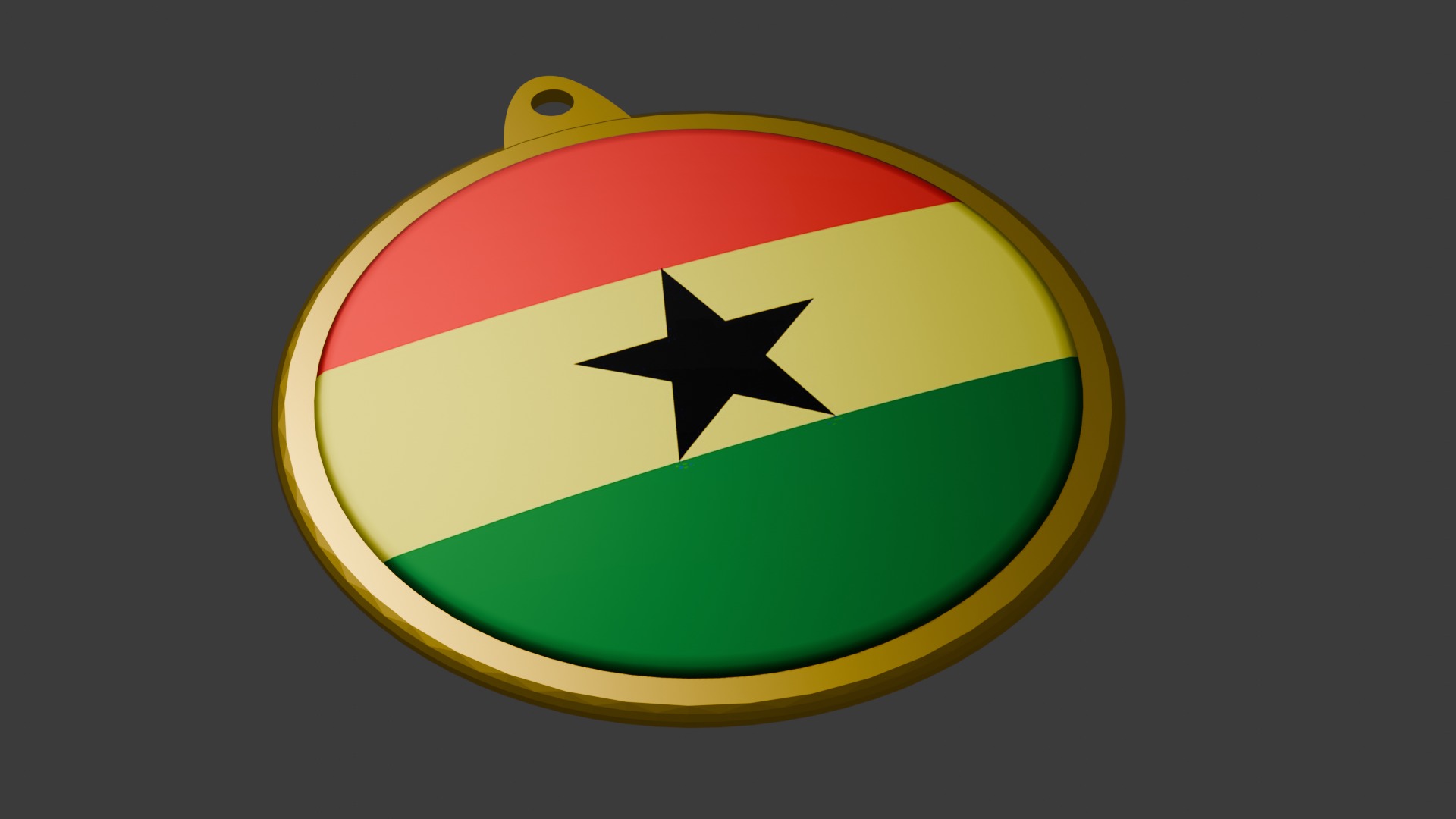 Ghana Flag on luxury Golden Medal Badge 3D model_17