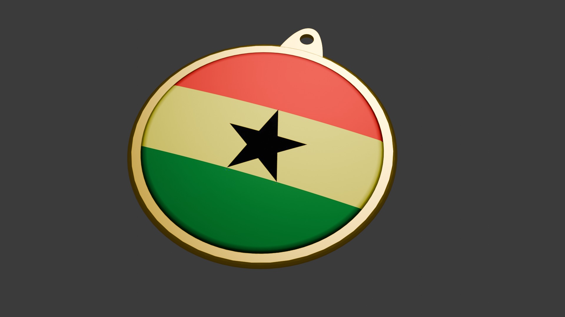 Ghana Flag on luxury Golden Medal Badge 3D model_14