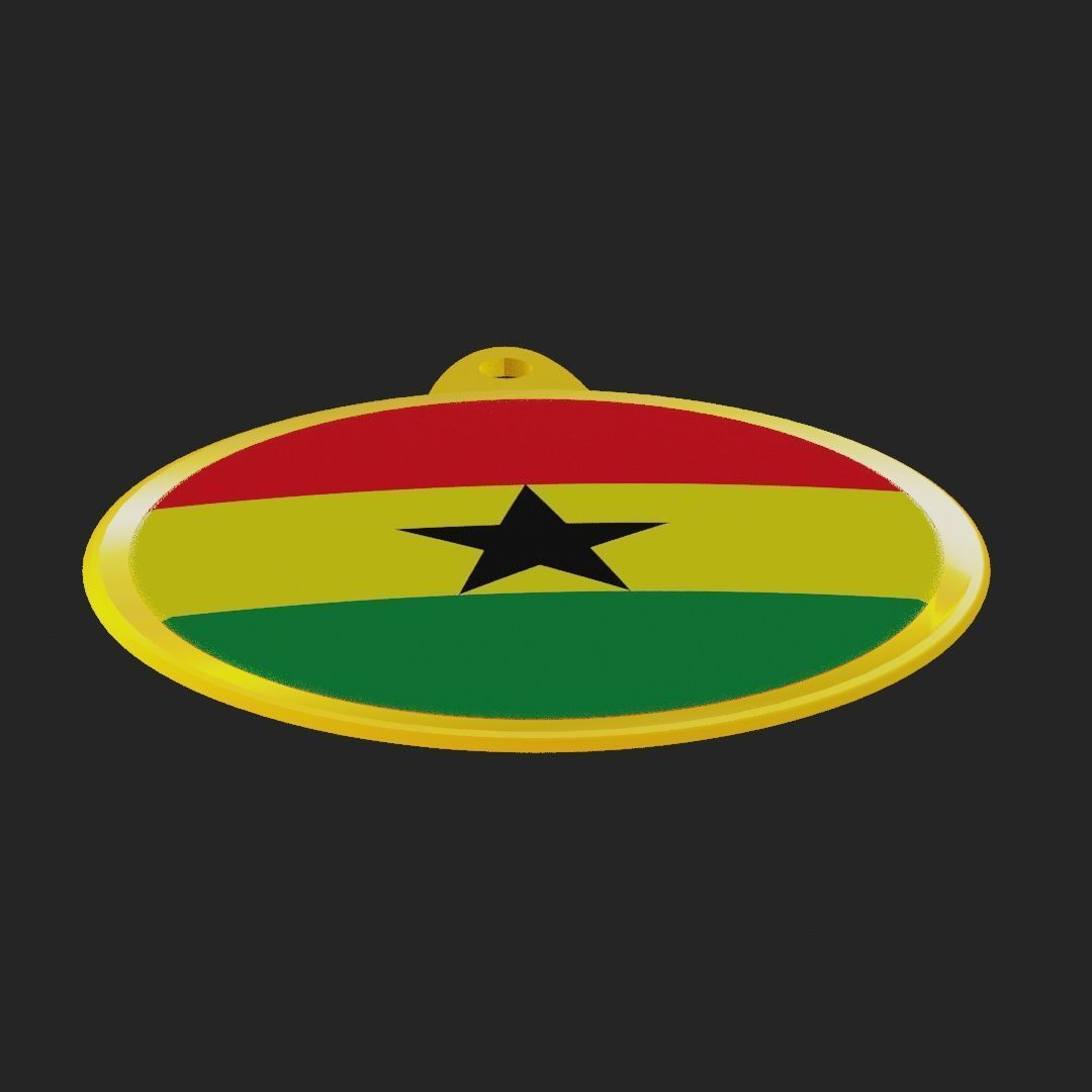 Ghana Flag on luxury Golden Medal Badge 3D model_29