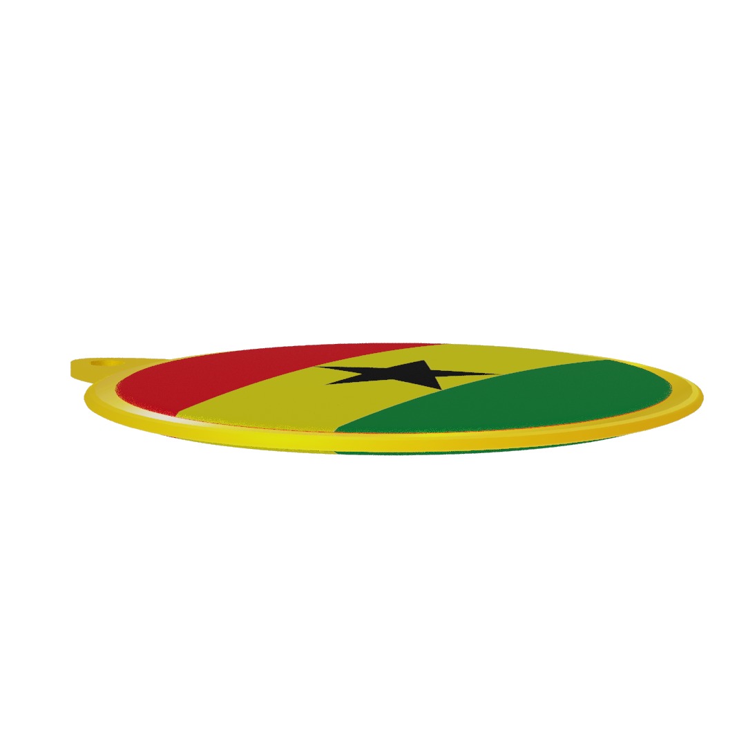 Ghana Flag on luxury Golden Medal Badge 3D model_13