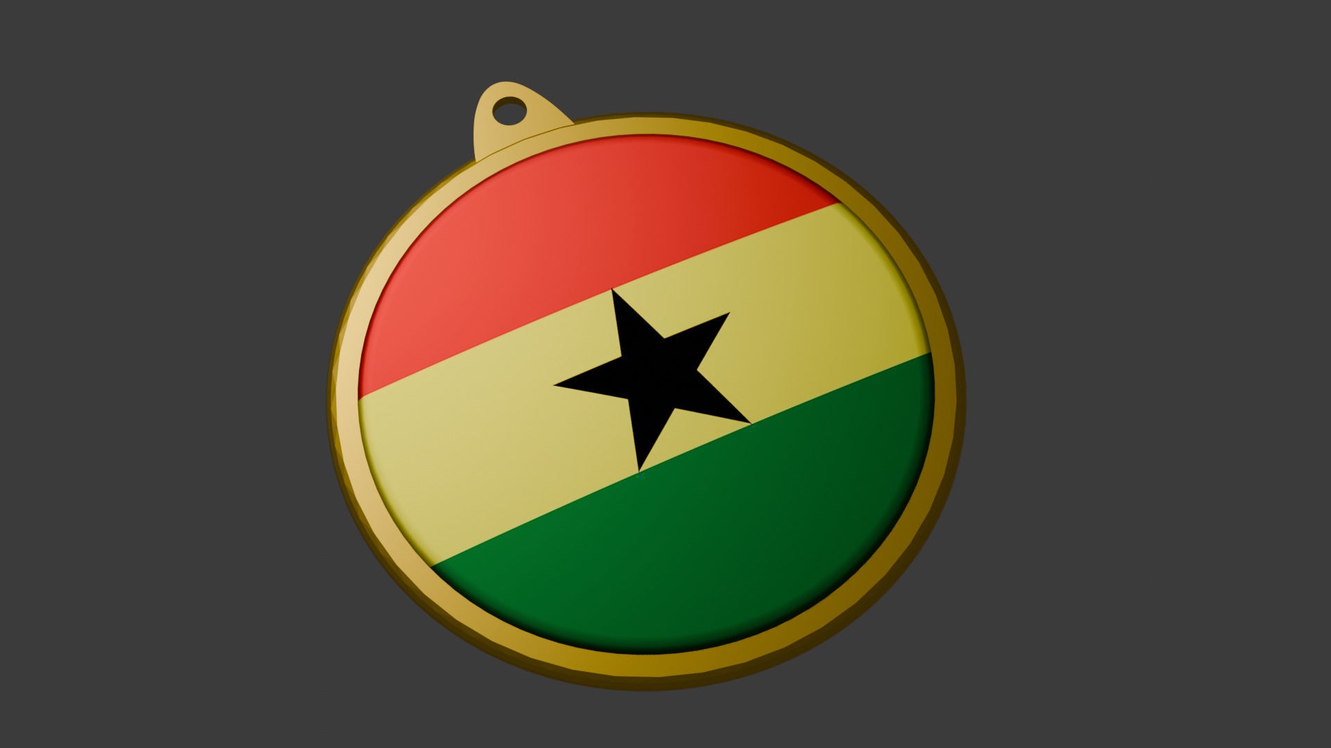 Ghana Flag on luxury Golden Medal Badge 3D model_16
