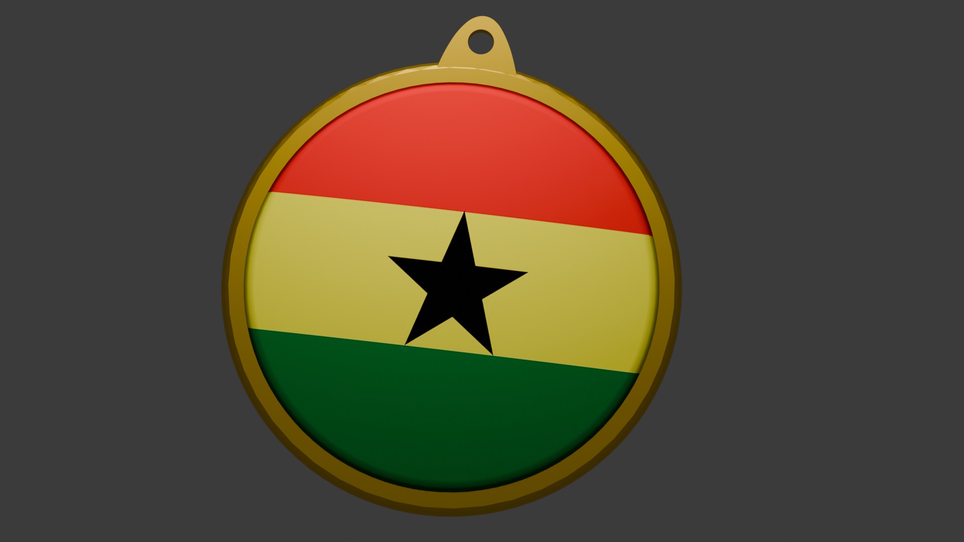 Ghana Flag on luxury Golden Medal Badge 3D model_15