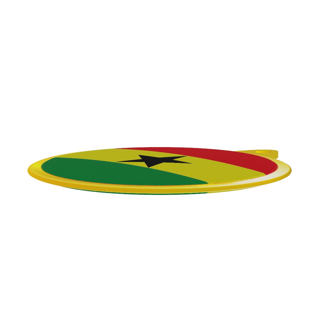 Ghana Flag on luxury Golden Medal Badge 3D model_11