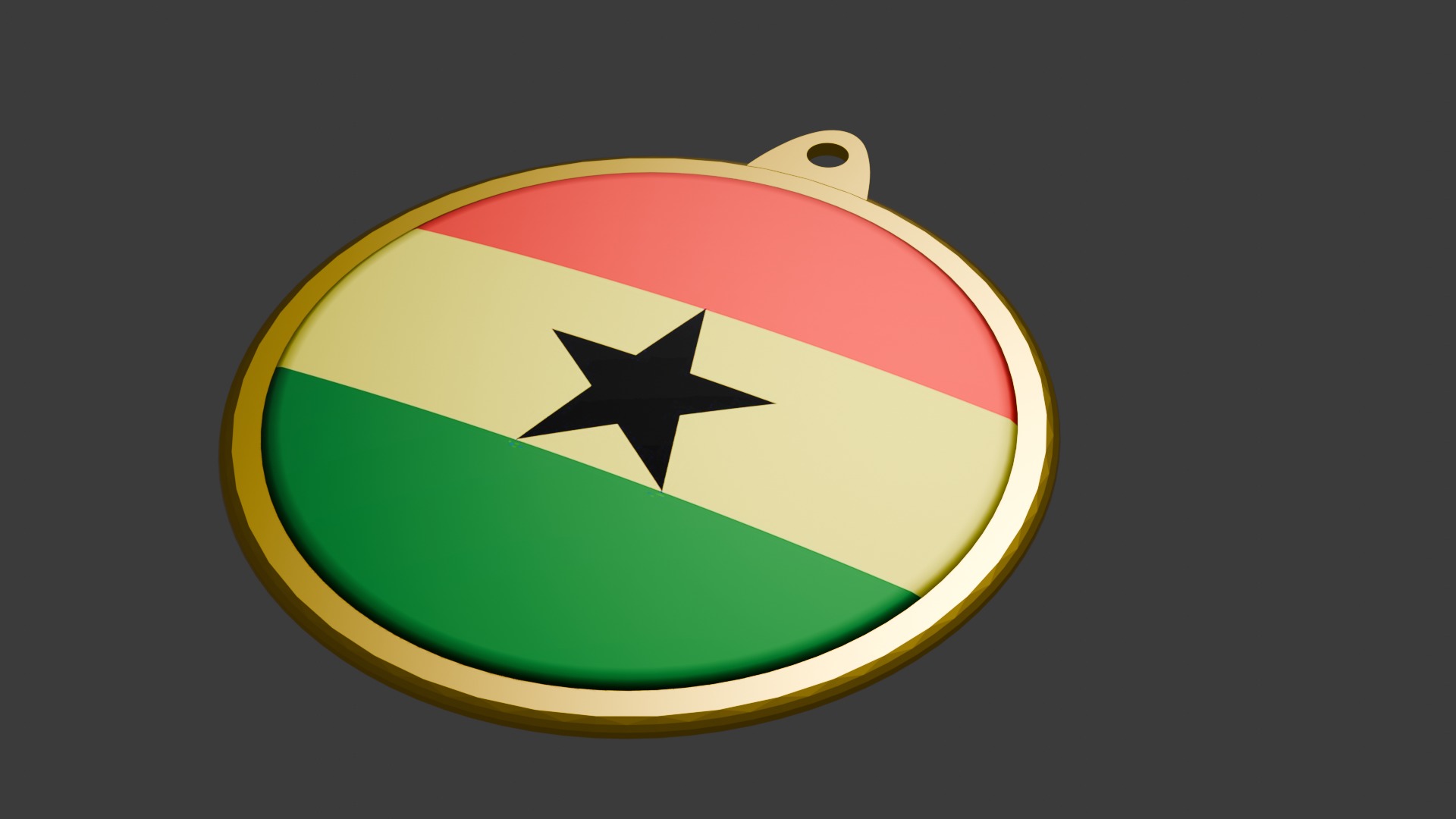 Ghana Flag on luxury Golden Medal Badge 3D model_18