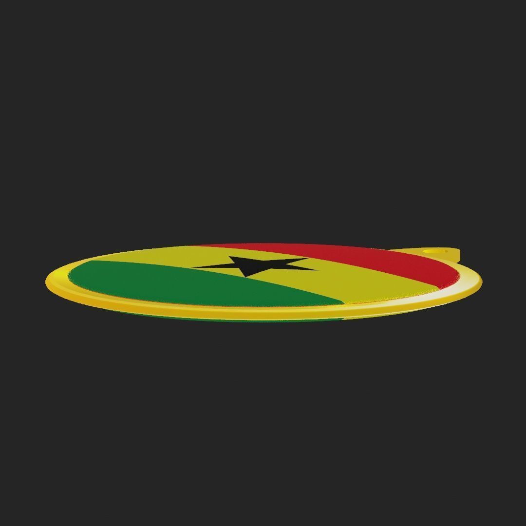 Ghana Flag on luxury Golden Medal Badge 3D model_33