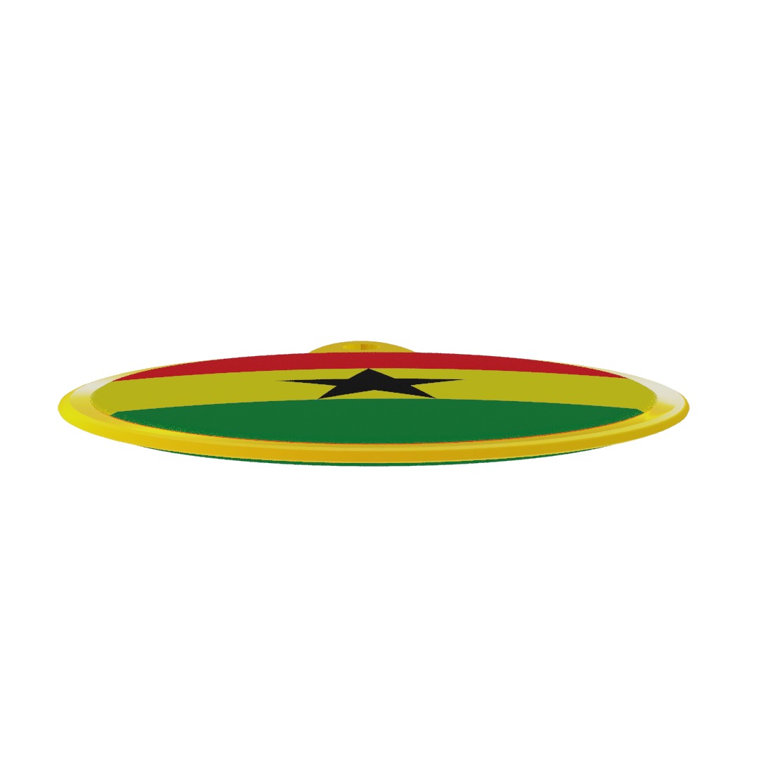 Ghana Flag on luxury Golden Medal Badge 3D model_12