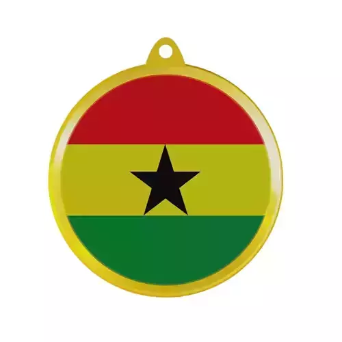 Ghana Flag on luxury Golden Medal Badge 3D model