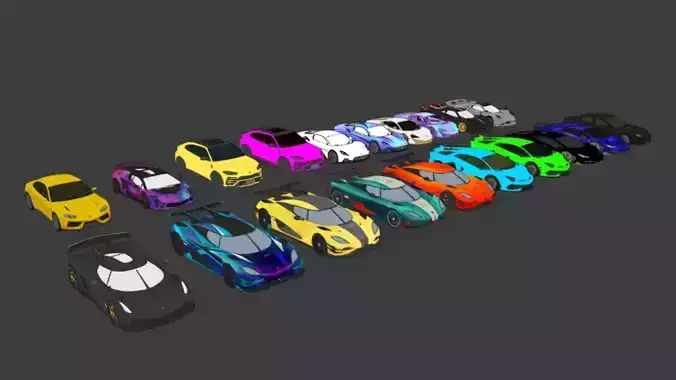 PUBG vehicles Sport Racing pack 3 4 Low-poly 3D model