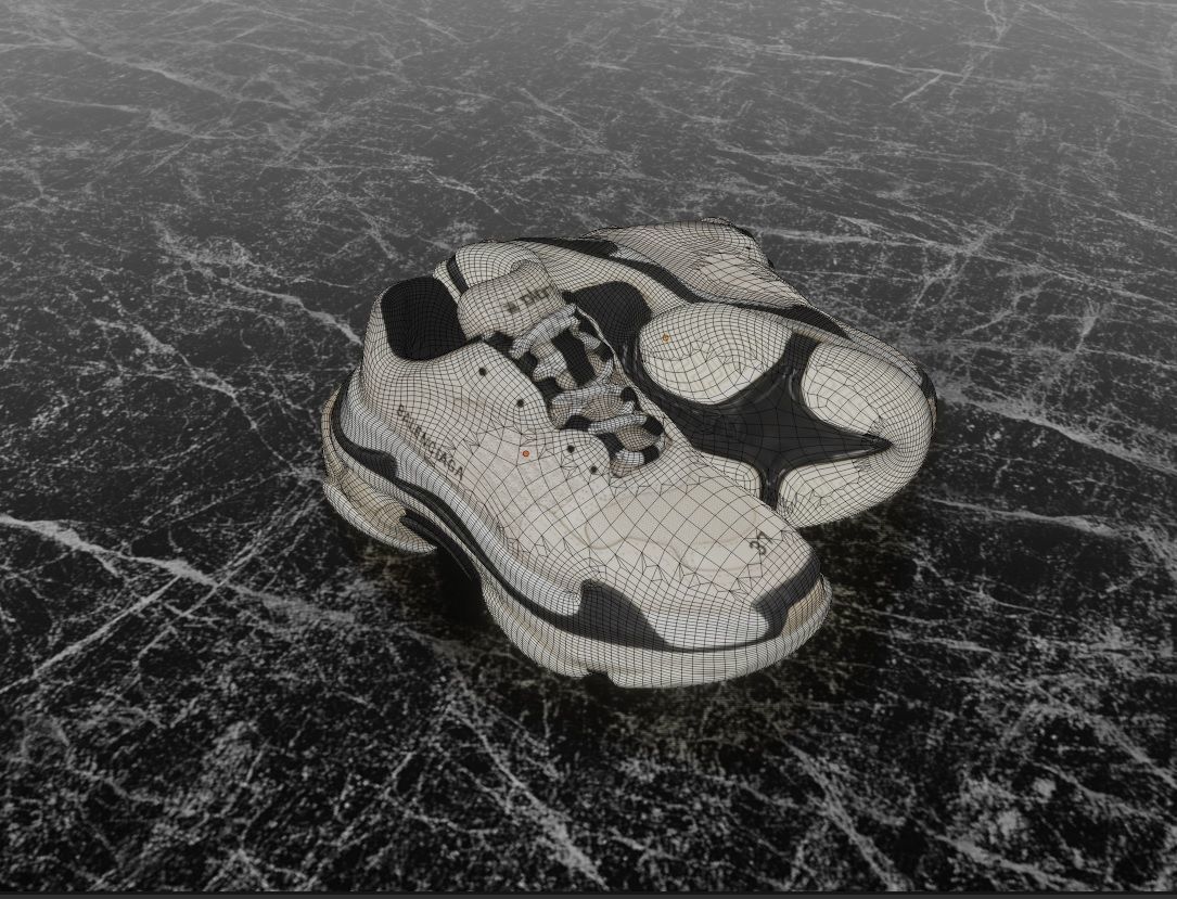 BALENCIAGA TRIPLE S 37 - BEIGE 3D SHOES Low-poly 3D model_14