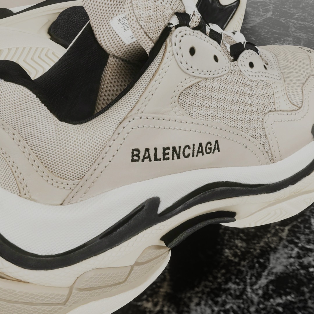 BALENCIAGA TRIPLE S 37 - BEIGE 3D SHOES Low-poly 3D model_10