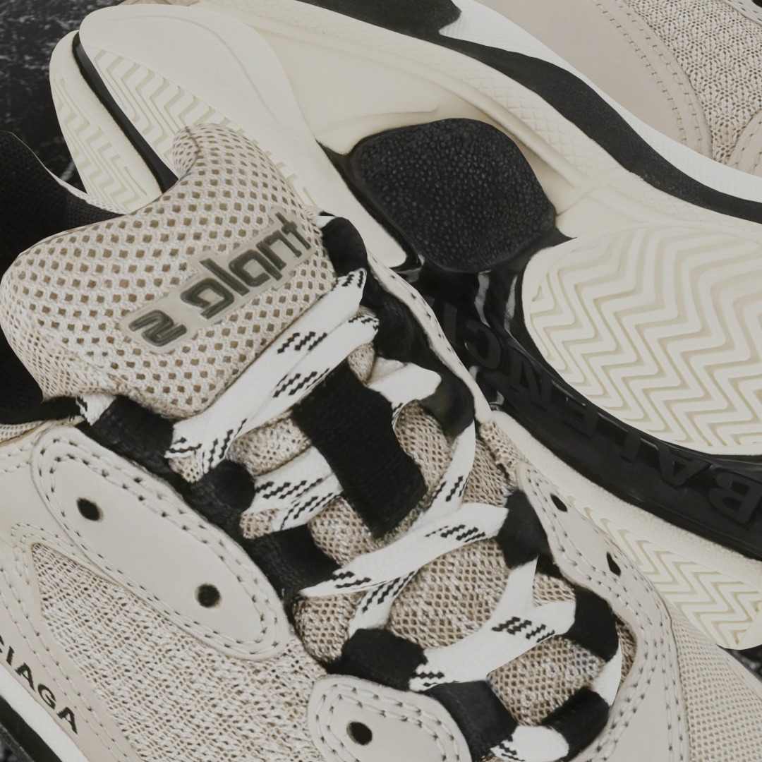 BALENCIAGA TRIPLE S 37 - BEIGE 3D SHOES Low-poly 3D model_13