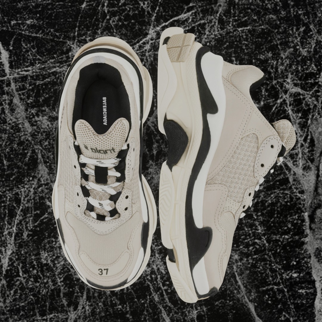 BALENCIAGA TRIPLE S 37 - BEIGE 3D SHOES Low-poly 3D model_2
