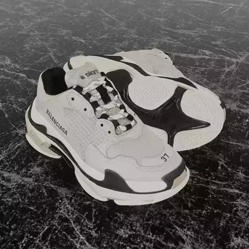 BALENCIAGA TRIPLE S 37 - BEIGE 3D SHOES Low-poly 3D model