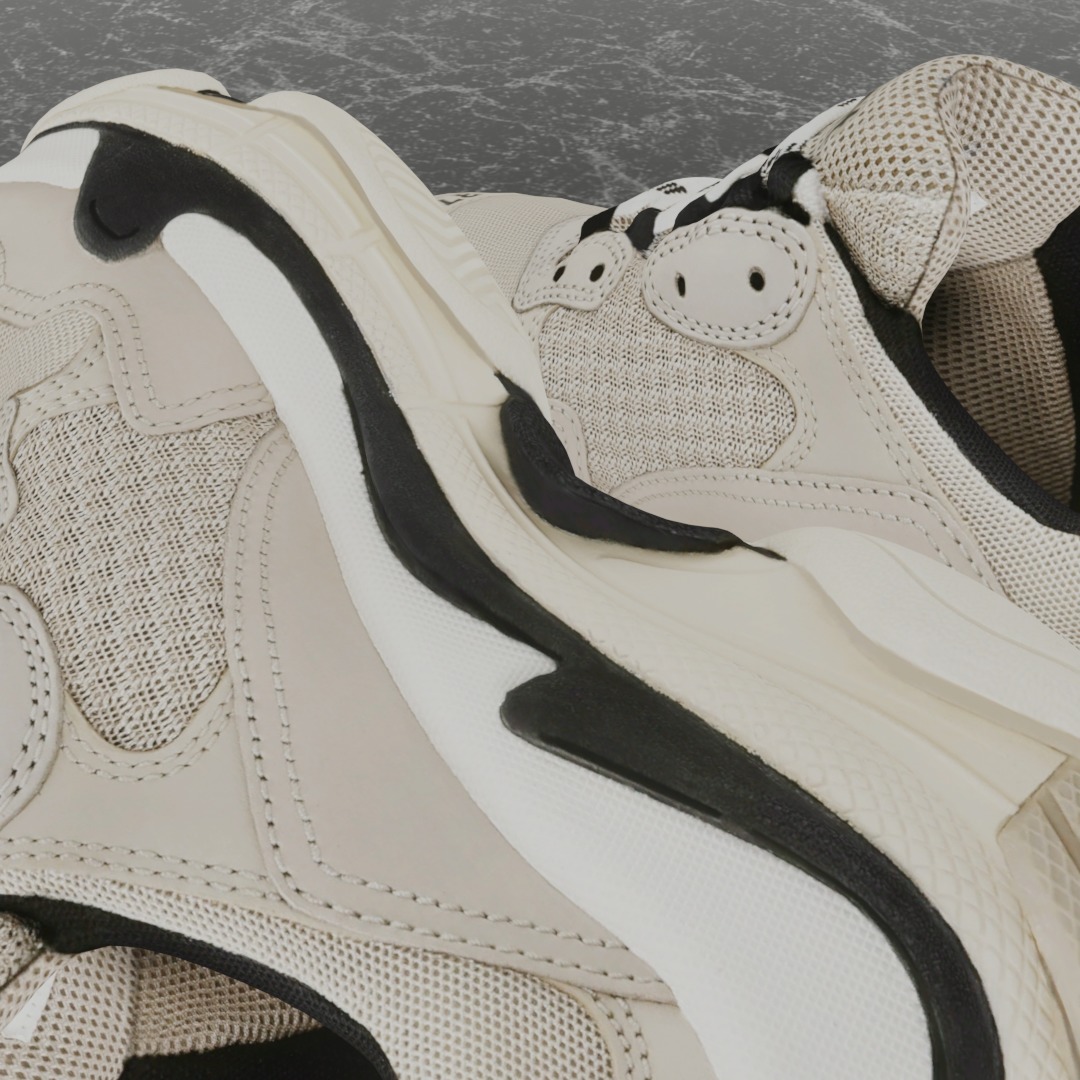 BALENCIAGA TRIPLE S 37 - BEIGE 3D SHOES Low-poly 3D model_8