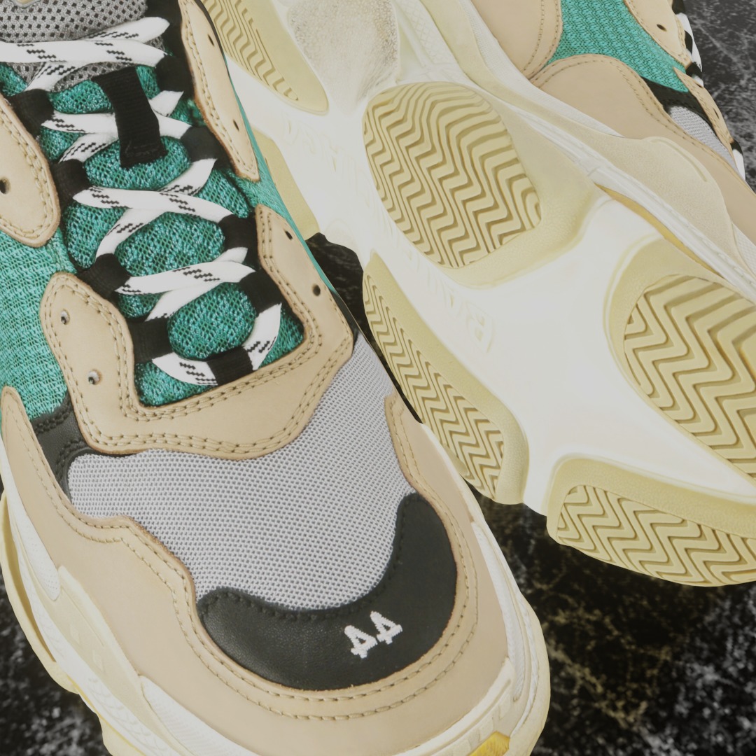 BALENCIAGA TRIPLE S TRAINERS 3D SHOES Low-poly 3D model_12