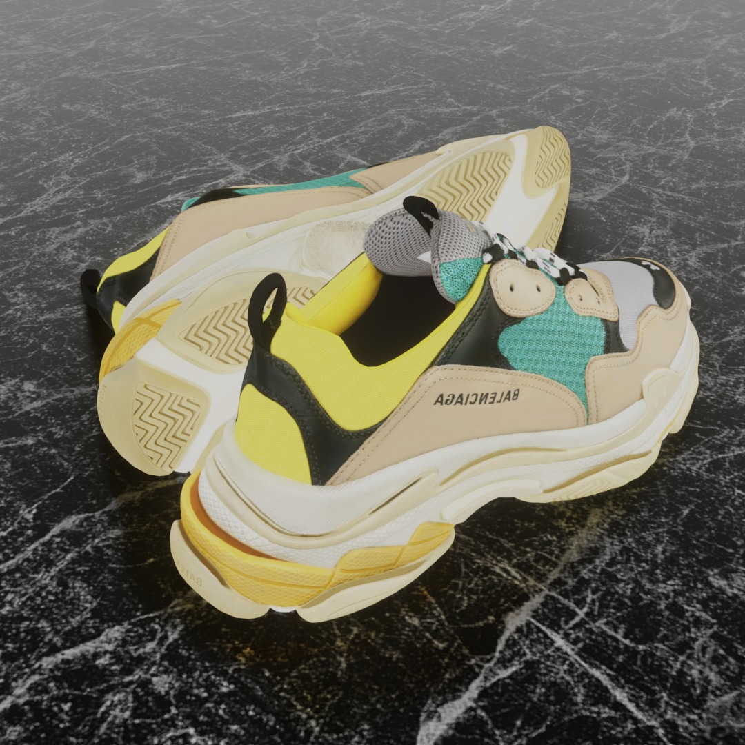 BALENCIAGA TRIPLE S TRAINERS 3D SHOES Low-poly 3D model_5