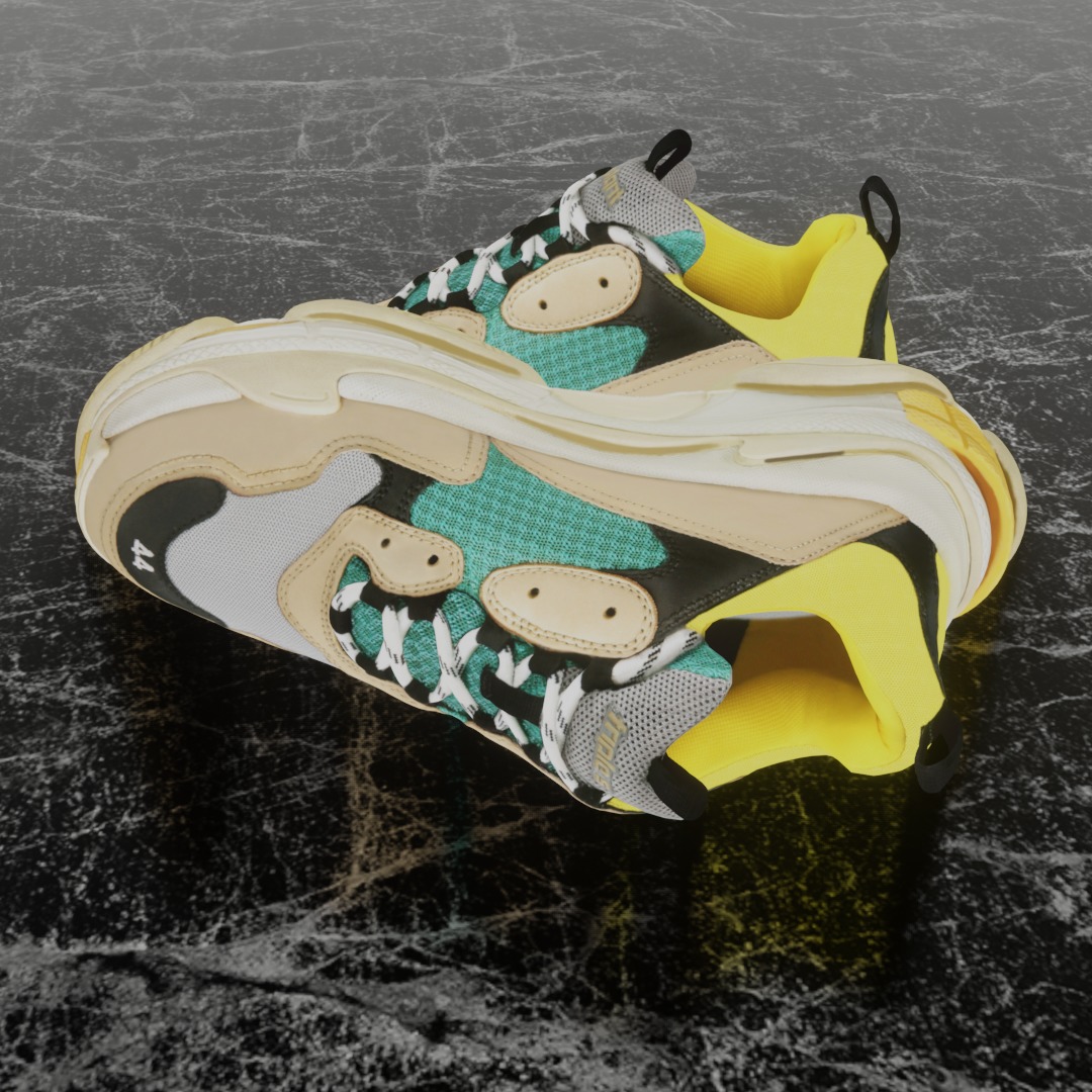 BALENCIAGA TRIPLE S TRAINERS 3D SHOES Low-poly 3D model_7