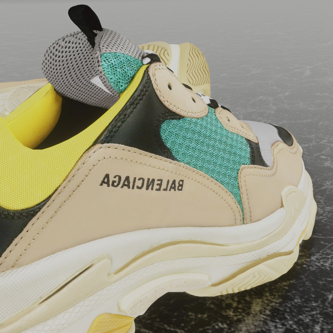BALENCIAGA TRIPLE S TRAINERS 3D SHOES Low-poly 3D model_13
