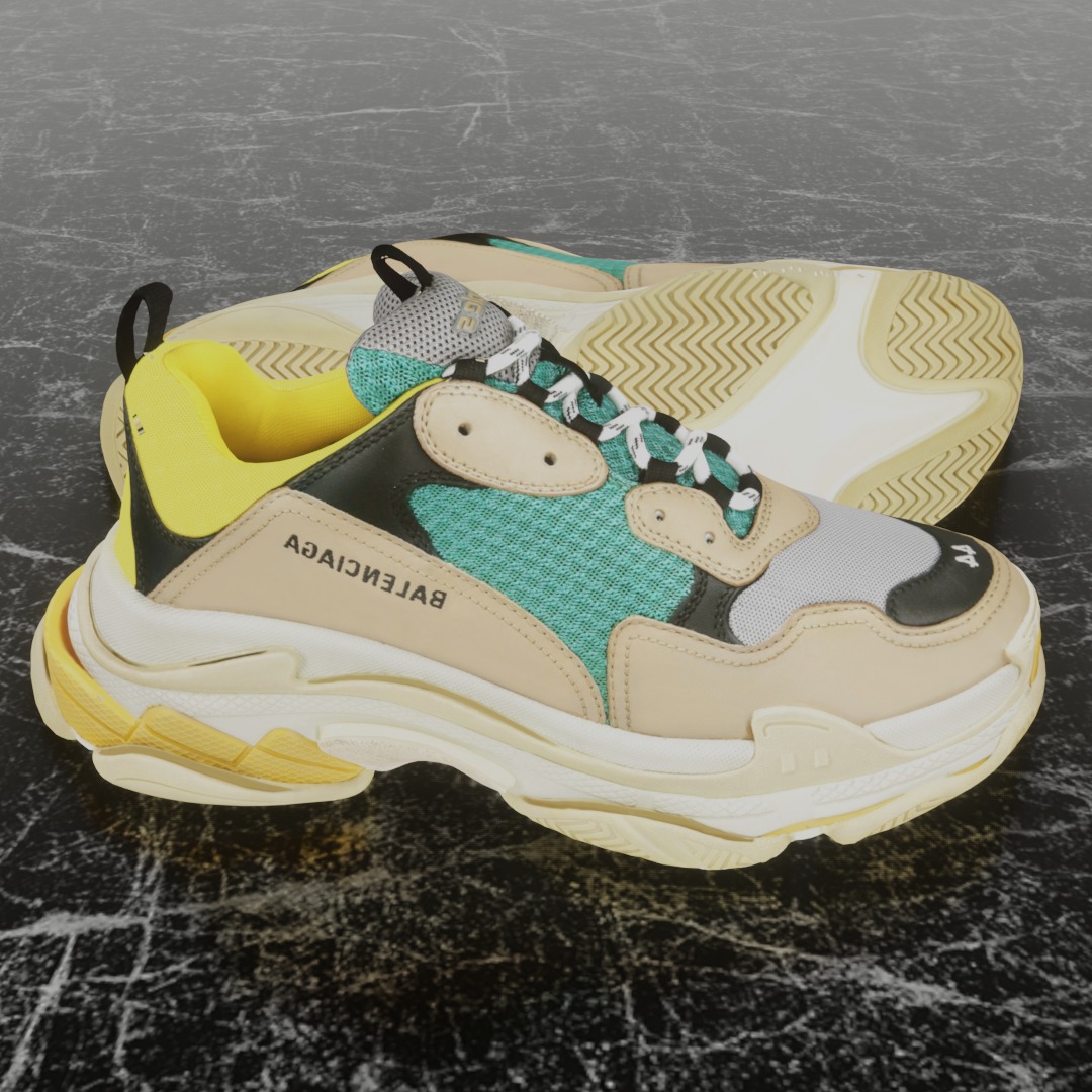 BALENCIAGA TRIPLE S TRAINERS 3D SHOES Low-poly 3D model_4
