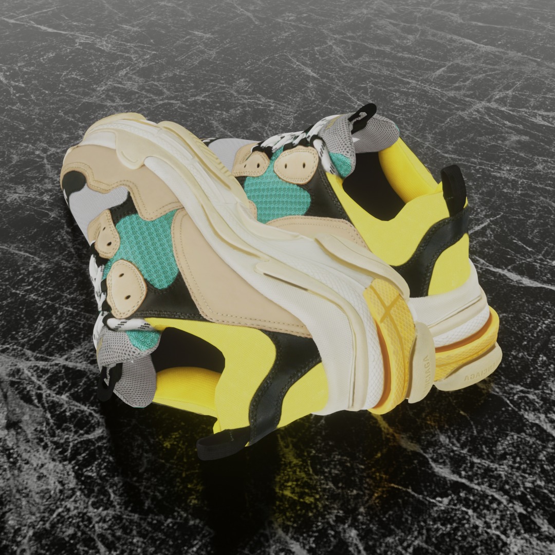 BALENCIAGA TRIPLE S TRAINERS 3D SHOES Low-poly 3D model_6