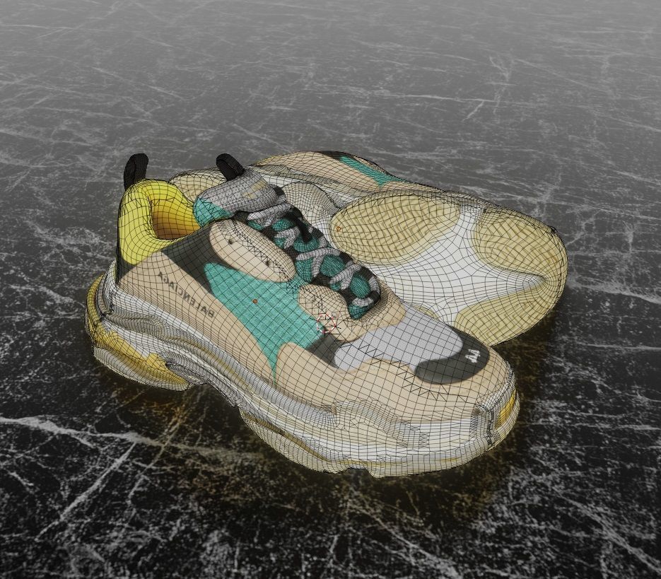 BALENCIAGA TRIPLE S TRAINERS 3D SHOES Low-poly 3D model_15