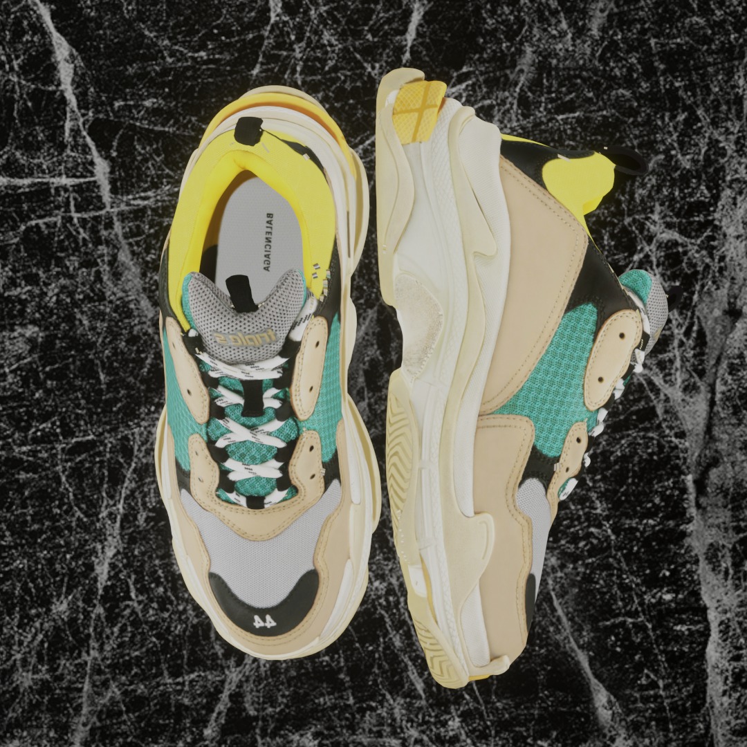 BALENCIAGA TRIPLE S TRAINERS 3D SHOES Low-poly 3D model_2