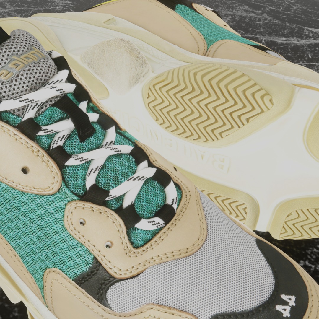 BALENCIAGA TRIPLE S TRAINERS 3D SHOES Low-poly 3D model_10