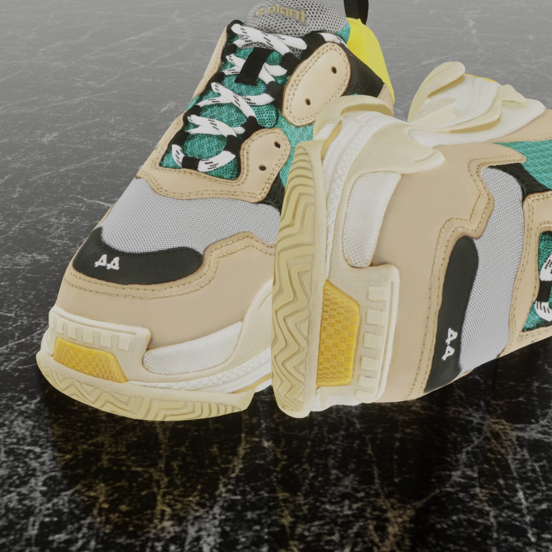 BALENCIAGA TRIPLE S TRAINERS 3D SHOES Low-poly 3D model_14