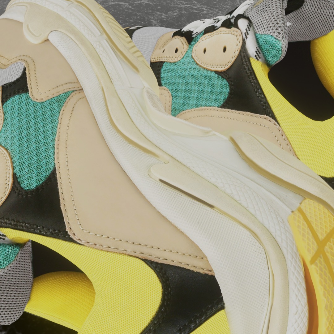 BALENCIAGA TRIPLE S TRAINERS 3D SHOES Low-poly 3D model_8