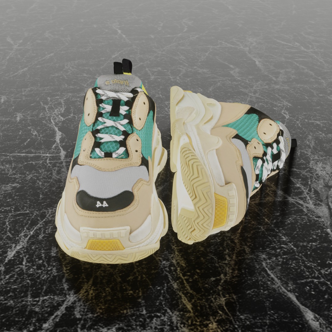 BALENCIAGA TRIPLE S TRAINERS 3D SHOES Low-poly 3D model_3