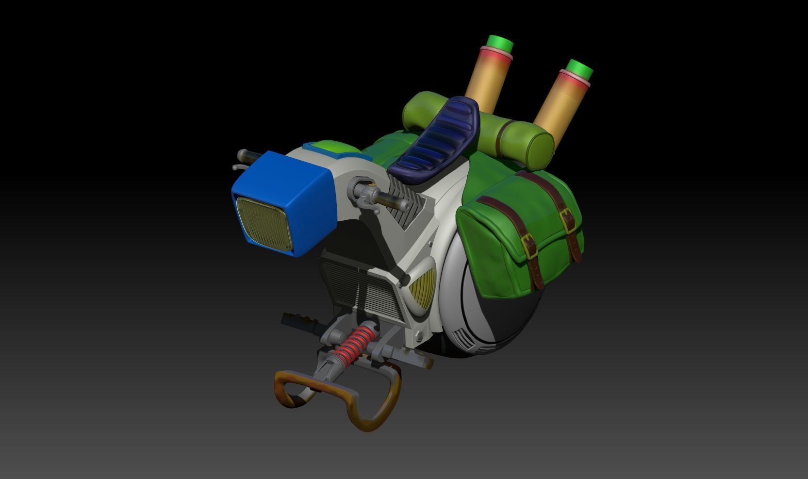 Lunch One Wheeled Bike 3D print model_3