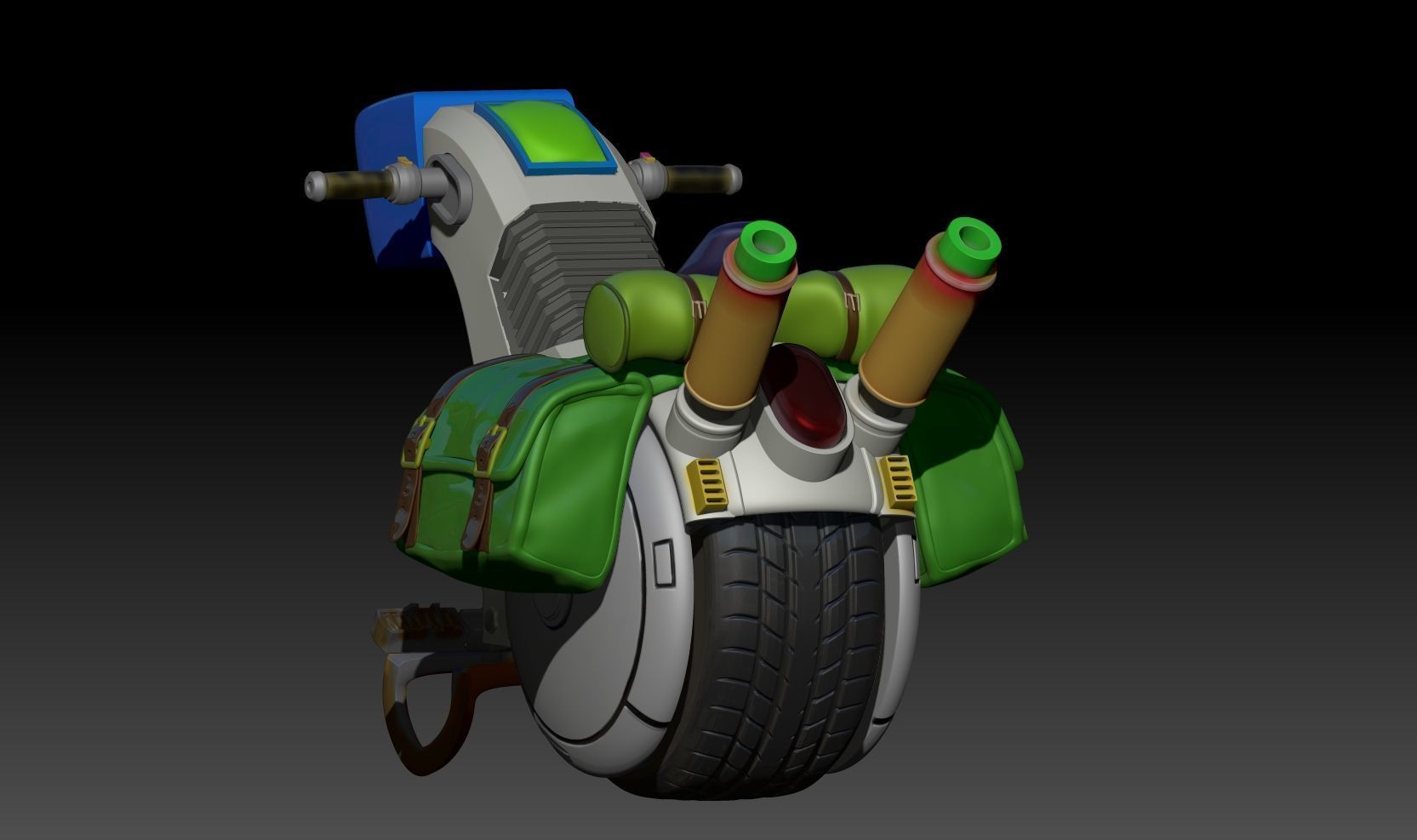 Lunch One Wheeled Bike 3D print model_2