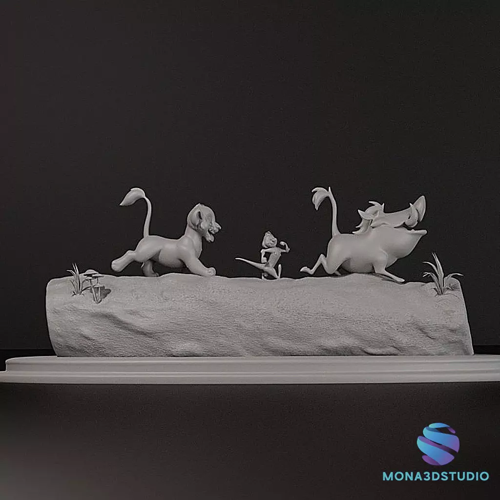 LION KING SIMBA TIMON AND PUMBA WALKING -  cutted 3D print model_2