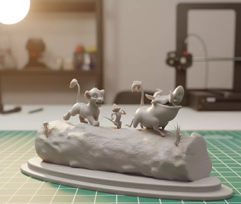 LION KING SIMBA TIMON AND PUMBA WALKING -  cutted 3D print model_1