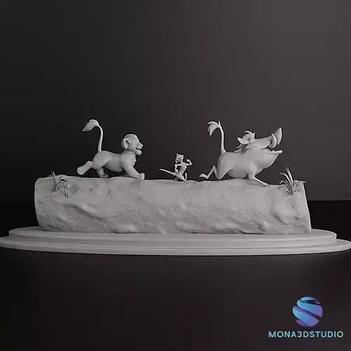 LION KING SIMBA TIMON AND PUMBA WALKING -  cutted 3D print model