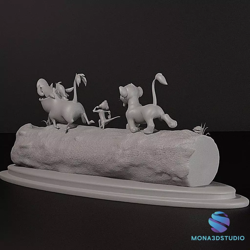 LION KING SIMBA TIMON AND PUMBA WALKING -  cutted 3D print model_6