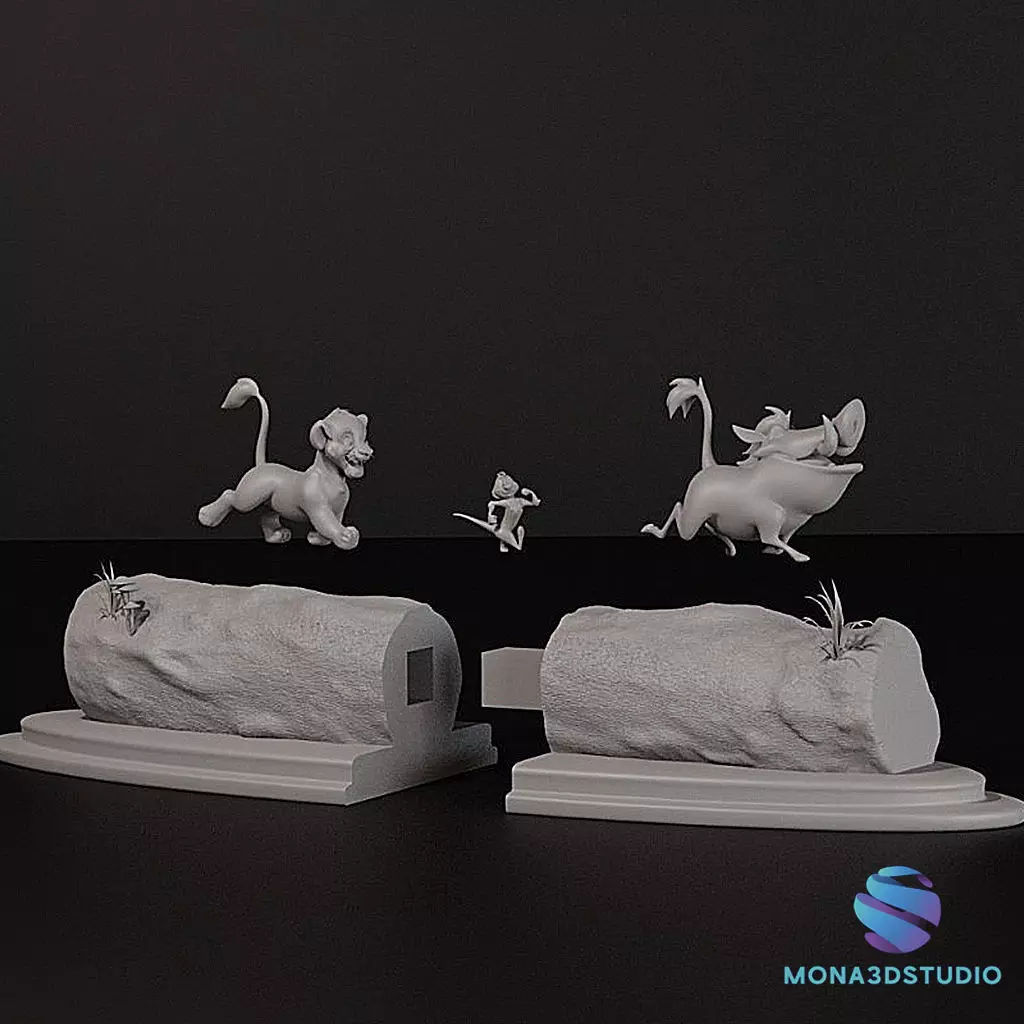 LION KING SIMBA TIMON AND PUMBA WALKING -  cutted 3D print model_3