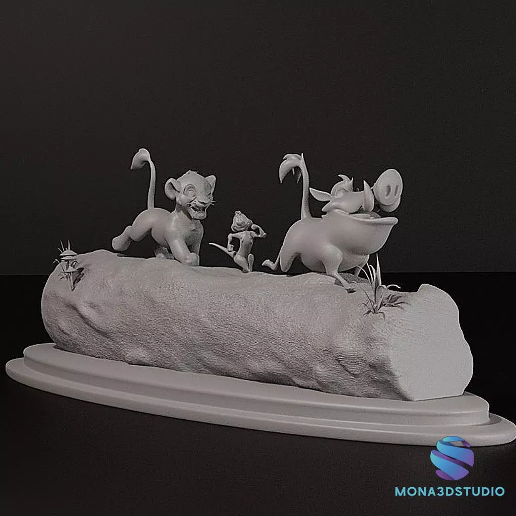 LION KING SIMBA TIMON AND PUMBA WALKING -  cutted 3D print model_4