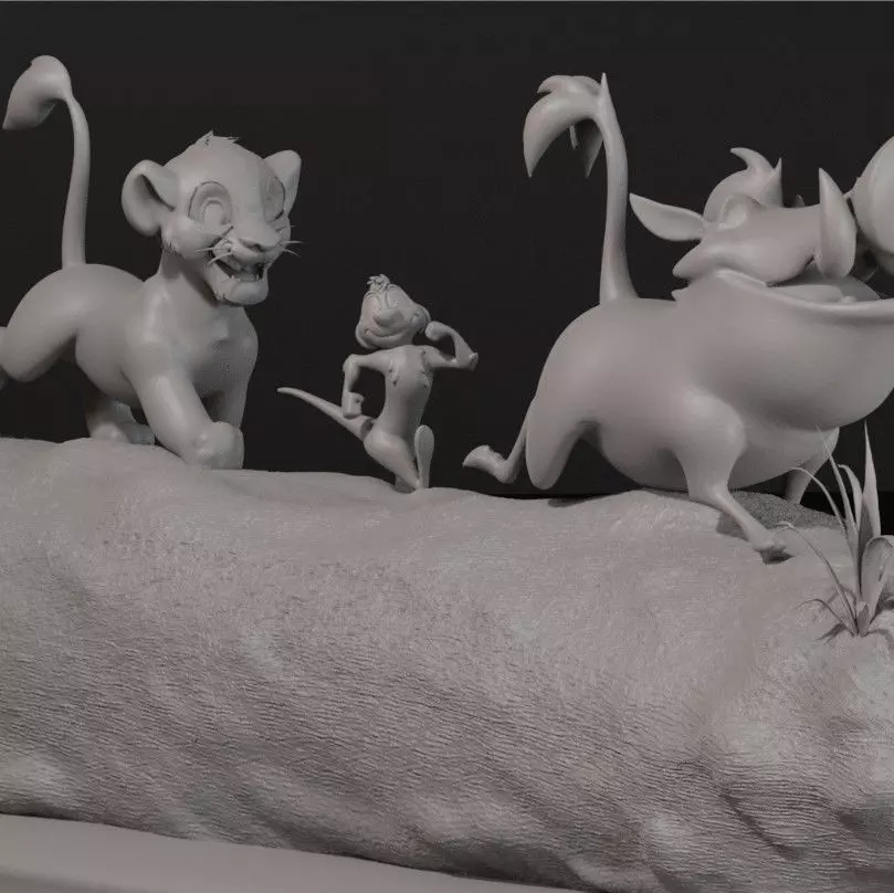 LION KING SIMBA TIMON AND PUMBA WALKING -  cutted 3D print model_5