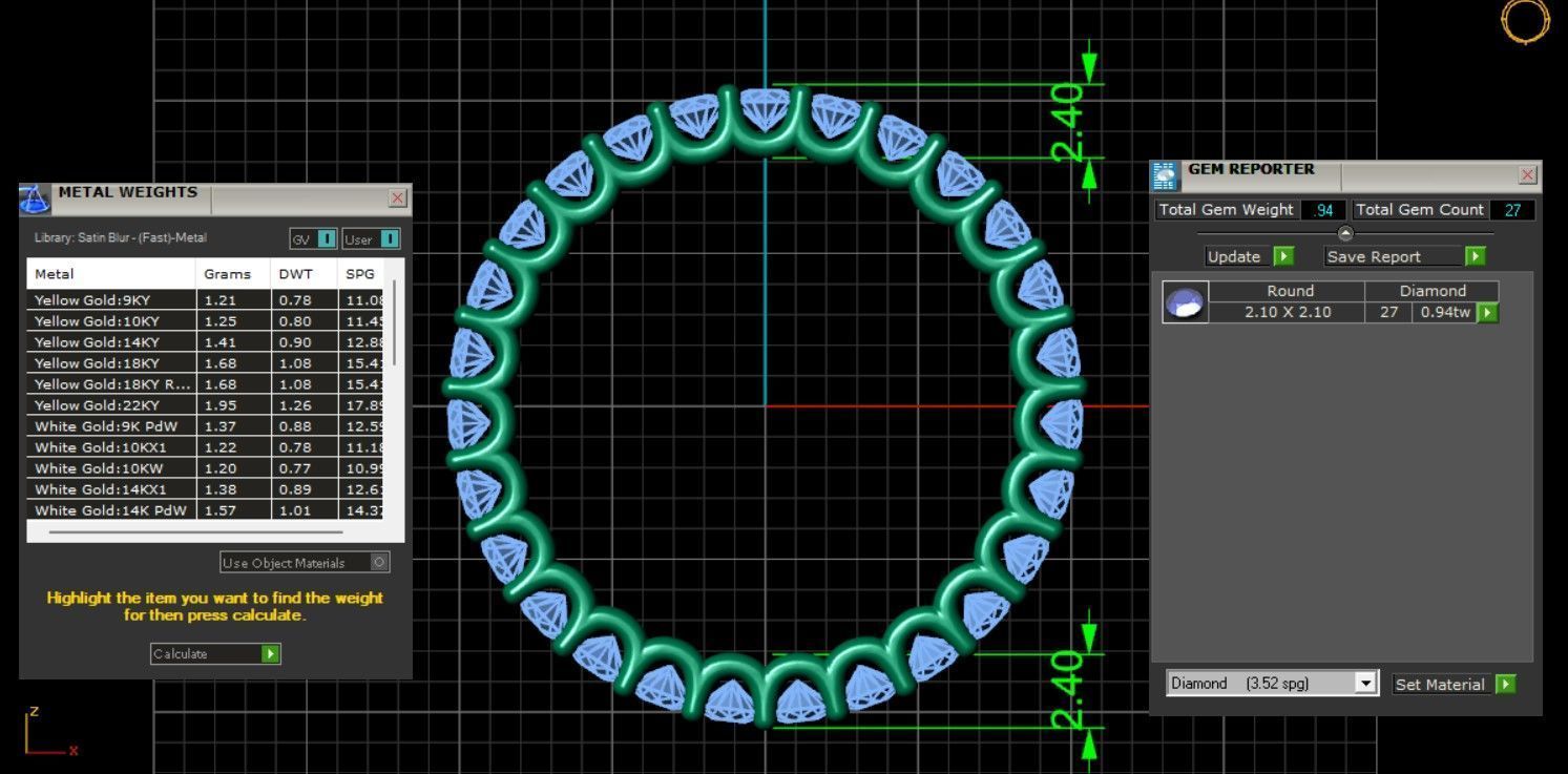 U Shaped Eternity Ring 2 point 1 mm stone size swiss11 and EU51 3D print model_5